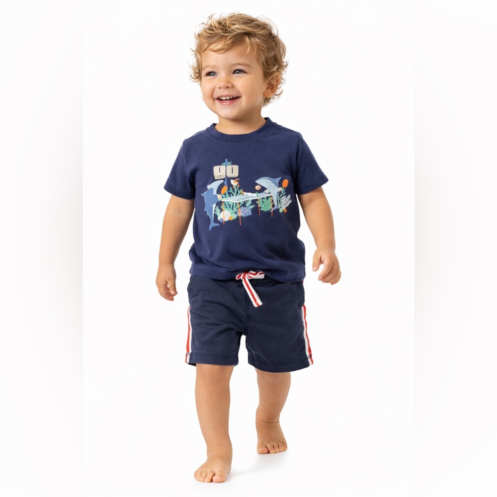 Tommy Bahama 2T Toddler Shark Graphic Shirt & Athletic Shorts Outfit Set